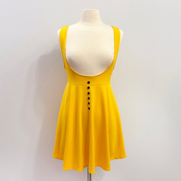 Allegra K yellow pinafore suspender skirt size Medium - Picture 1 of 8